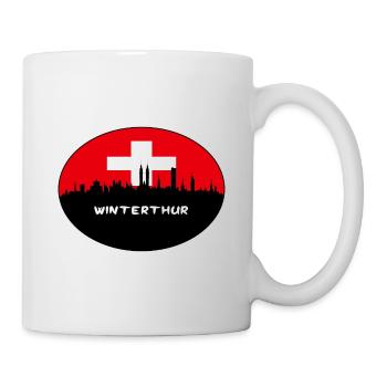 Winterthur Schweiz Flagge Skyline Silhouette Tra - Tasse - Weiß - Rechts