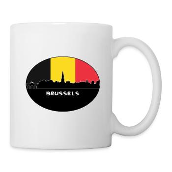 Brussels Belgium Flag Skyline Silhouette Travel - Mug - white - Right