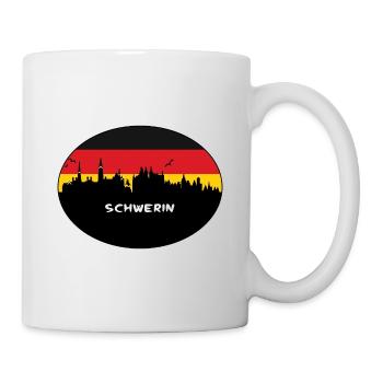 Schwerin Deutschland Flagge Skyline Silhouette Reisen - Tasse - Weiß - Rechts