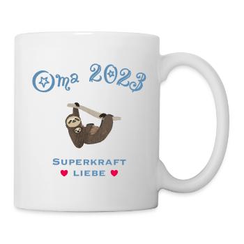 Oma 2023 mit der Superkraft Liebe, Faultier - Tasse - Weiß - Rechts