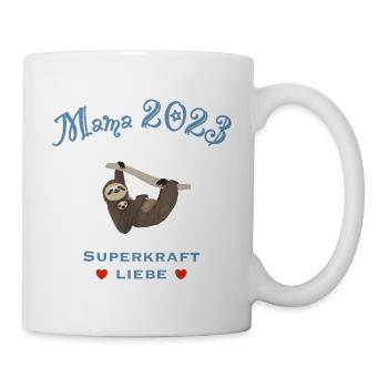 Mama 2023, Superkraft Liebe, Faultier - Tasse - Weiß - Rechts