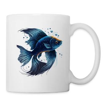 Blauer Fisch - Tasse - Weiß - Rechts