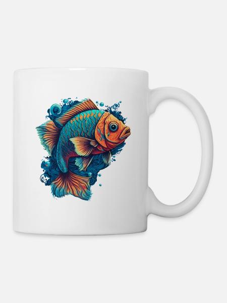 Flat Fish Illustration - Tasse - Weiß