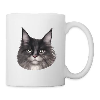 Maine Coon Katze - Tasse - Weiß - Rechts
