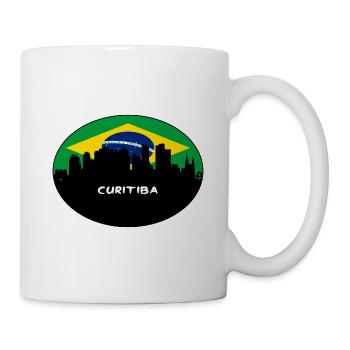 Curitiba Brasilien Flagge Skyline Silhouette Reisen - Tasse - Weiß - Rechts