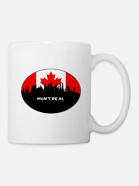Drapeau Canada Montréal Skyline Voyage Silhouette - Mug blanc - blanc