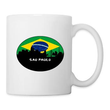 Sao Paulo Brasilien Flagge Skyline Silhouette Reisen - Tasse - Weiß - Rechts