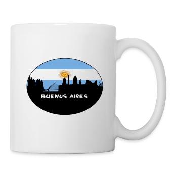 Buenos Aires Argentina Flag Skyline Silhouette Tra - Mug - white - Right