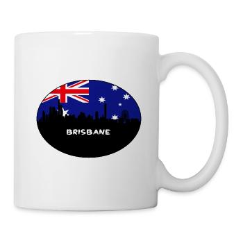 Brisbane Australia Flag Skyline Silhouette Travel - Mug - white - Right