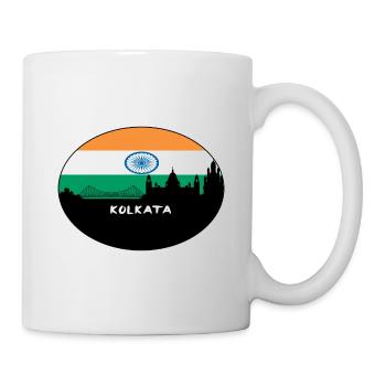 Kolkata India Flag Skyline Silhouette Travel - Mug - white - Right