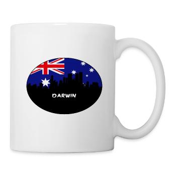 Darwin-Australien-Flaggen-Skyline-Schattenbild-Reise - Tasse - Weiß - Rechts