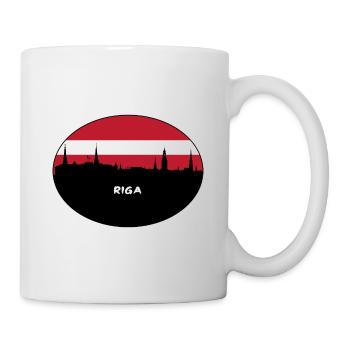 Riga Latvia Flag Skyline Silhouette Travel - Mug - white - Right