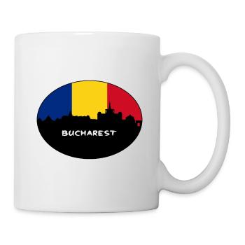 Bukarest Rumänien Flagge Skyline Silhouette Reisen - Tasse - Weiß - Rechts