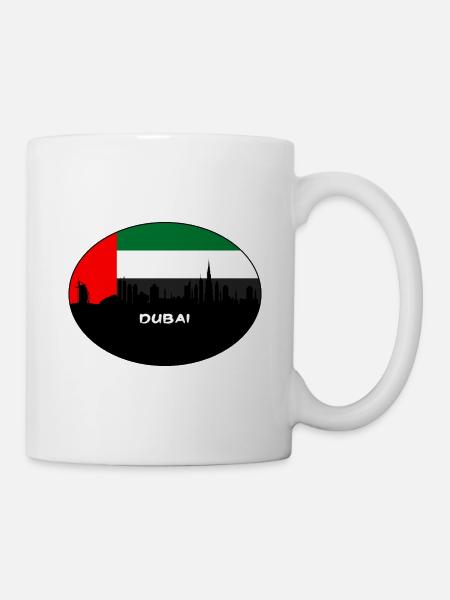 Dubai Émirats Arabes Unis Drapeau Skyline Voyage Silhouette - Mug blanc - blanc
