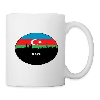 Baku Azerbaijan Flag Skyline Silhouette Travel - Mug - white - Right