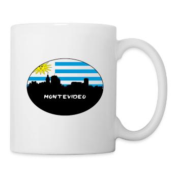 Montevideo-Uruguay-Flaggen-Skyline-Schattenbild-Reise - Tasse - Weiß - Rechts