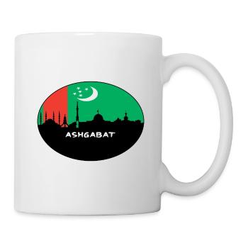 Aschgabat Turkmenistan-Flaggen-Skyline-Schattenbild Trav - Tasse - Weiß - Rechts