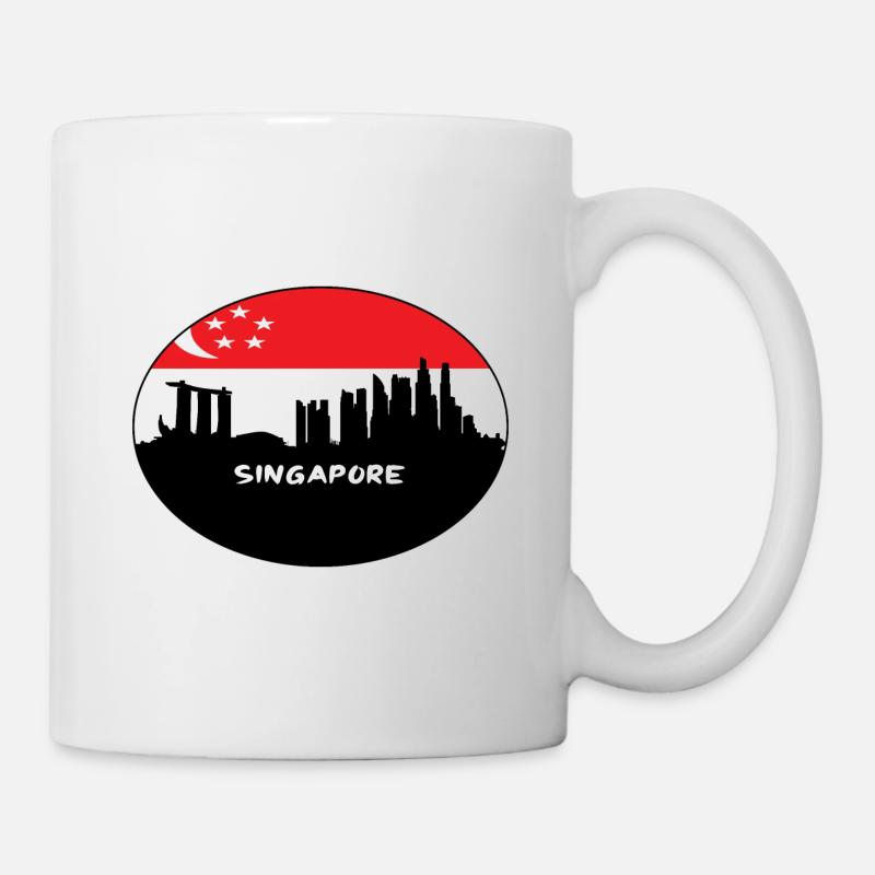 Singapur Singapur-Flaggen-Skyline-Schattenbild-Reise - Tasse - Weiß