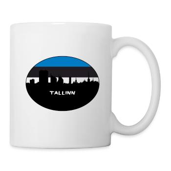 Tallinn Estonie Drapeau Skyline Voyage Silhouette - Mug blanc - blanc - Droite