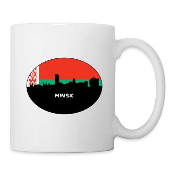 Minsk Weißrussland Flagge Skyline Silhouette Reisen - Tasse - Weiß - Rechts