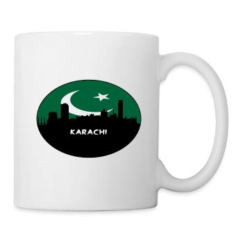 Karachi Pakistan Drapeau Skyline Voyage Silhouette - Mug blanc - blanc - Droite