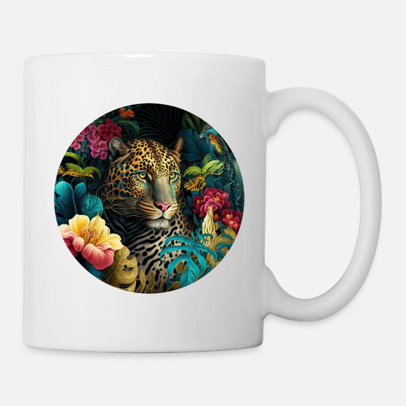 Fleurs de la jungle léopard - Mug blanc - blanc