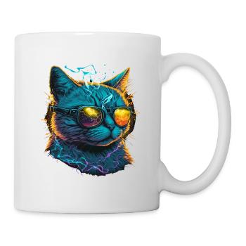 Elektrische Musik Katze - Tasse - Weiß - Rechts