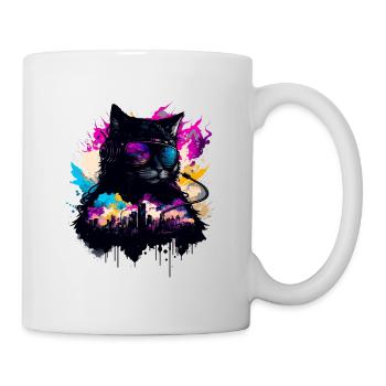 Dark Dj Katze - Tasse - Weiß - Rechts