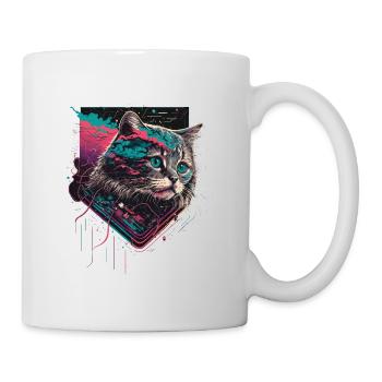 Crazy Cat Illustration - Tasse - Weiß - Rechts