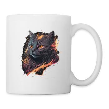 Vintage Katze Illustration - Tasse - Weiß - Rechts