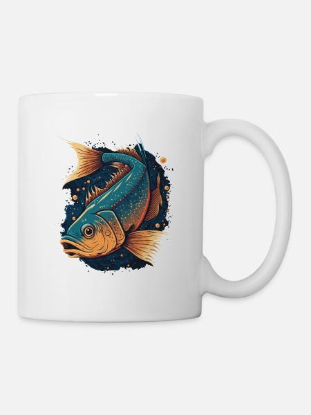 Fischmalerei - Tasse - Weiß