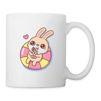Cute Rabbit Chilling In Pool Float Summer Vibes - Mug - white - Right