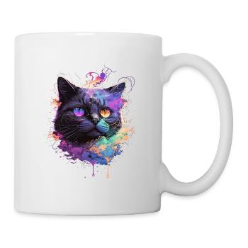 Bunte Katze Illustration - Tasse - Weiß - Rechts