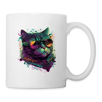 Futuristische Katze - Tasse - Weiß - Rechts