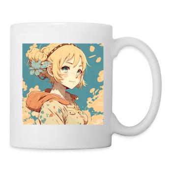 Mignonne fille blonde d’anime - Mug blanc - blanc - Droite