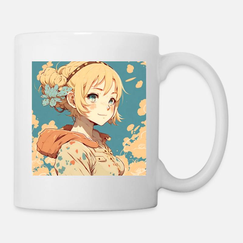 Mignonne fille blonde d’anime - Mug blanc - blanc