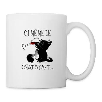 Chat qui picole .. - Mug blanc - blanc - Droite