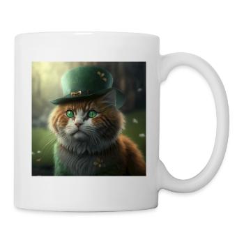 Chat mignon de la Saint-Patrick avec chapeau Irlande - Mug blanc - blanc - Droite