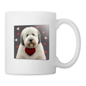 Vieux chien de berger anglais Saint-Valentin - Mug blanc - blanc - Droite