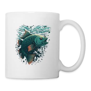 Fisch mit offenem Maul - Tasse - Weiß - Rechts