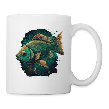 Fisch Kunstwerk - Tasse - Weiß - Rechts