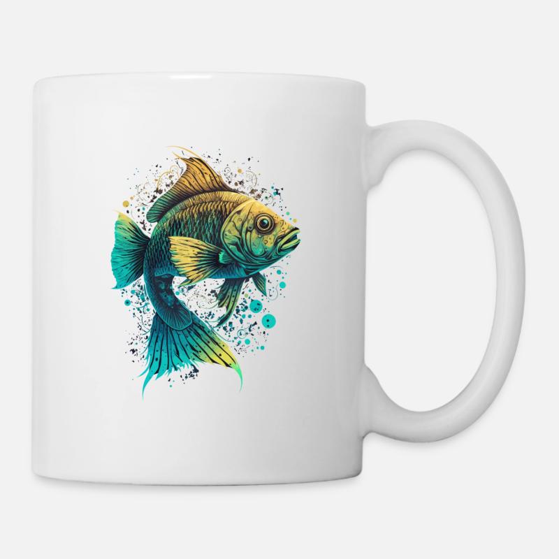 Fischkunst Illustration - Tasse - Weiß