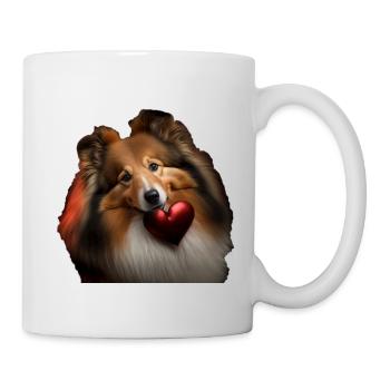 Sheltie Valentins Tag - Shetland Sheepdog - Tasse - Weiß - Rechts