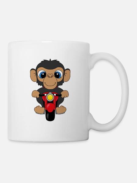 MOTORRAD - AFFE - TIER - TIERISCH - Tasse - Weiß
