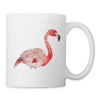 rosa Flamingo von der Seite - Tasse - Weiß - Rechts