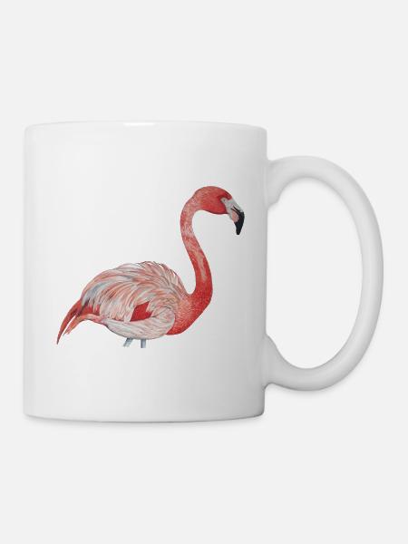 flamant rose de côté - Mug blanc - blanc