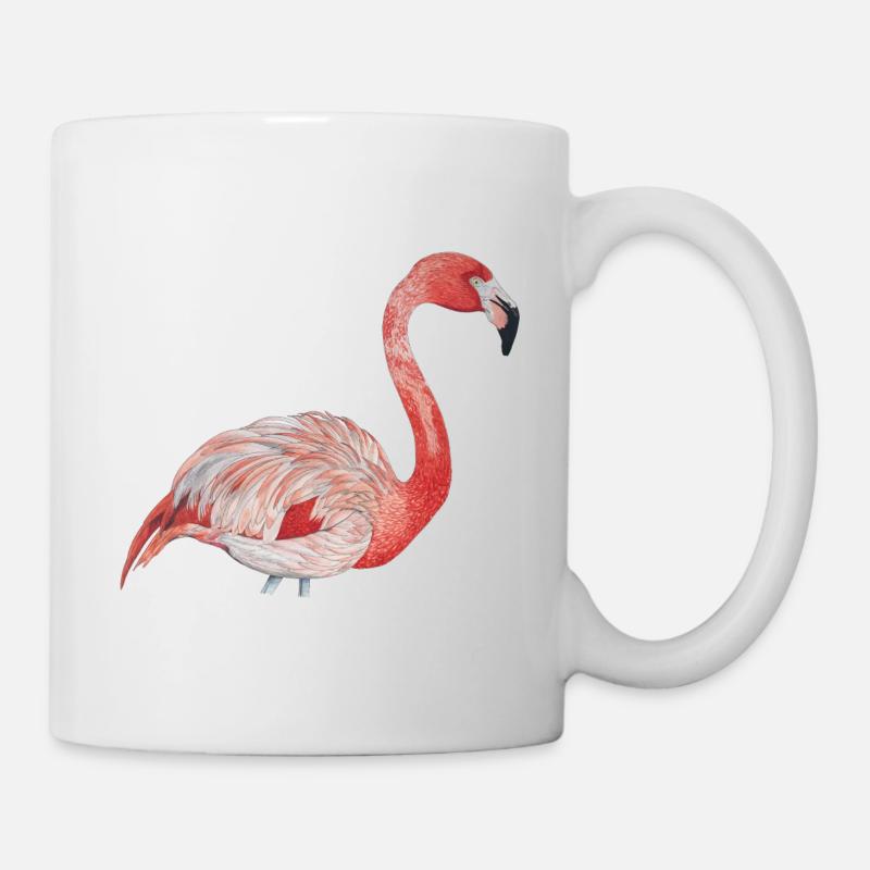 flamant rose de côté - Mug blanc - blanc