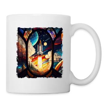 Lancement de fusée spatiale Kirchenglass Buntglass - Mug blanc - blanc - Droite