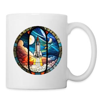 Lancement de fusée spatiale Kirchenglass Buntglass - Mug blanc - blanc - Droite
