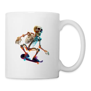 Skeleton riding a skateboard - Mug - white - Right